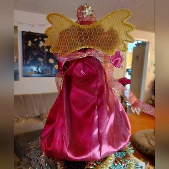 NWOT. Vintage* Angel Tree Topper, Burgandy Gown 90s - Picture 4 of 5